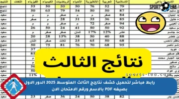 رابط مباشر لتحميل كشف نتائج الثالث المتوسط 2025 الدور الأول بصيغة PDF بالاسم ورقم الامتحان الآن